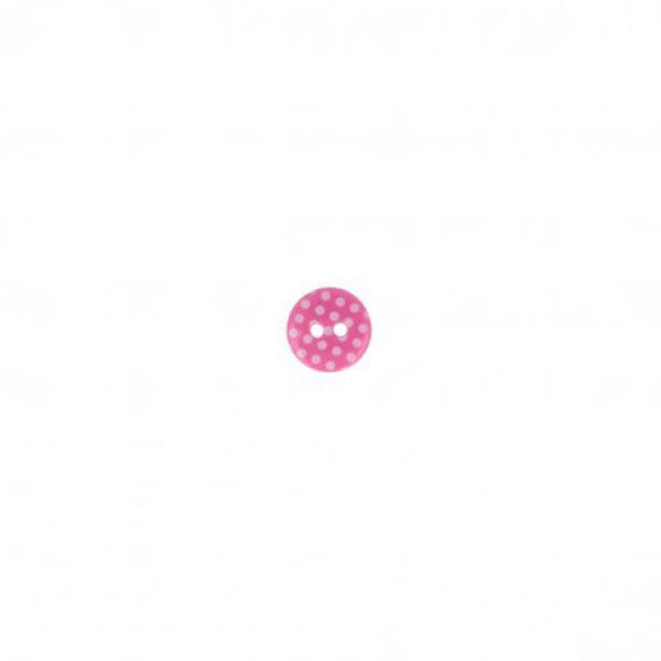 Kunststoffknopf in Pink mit Tupfen, 13 mm Durchmesser